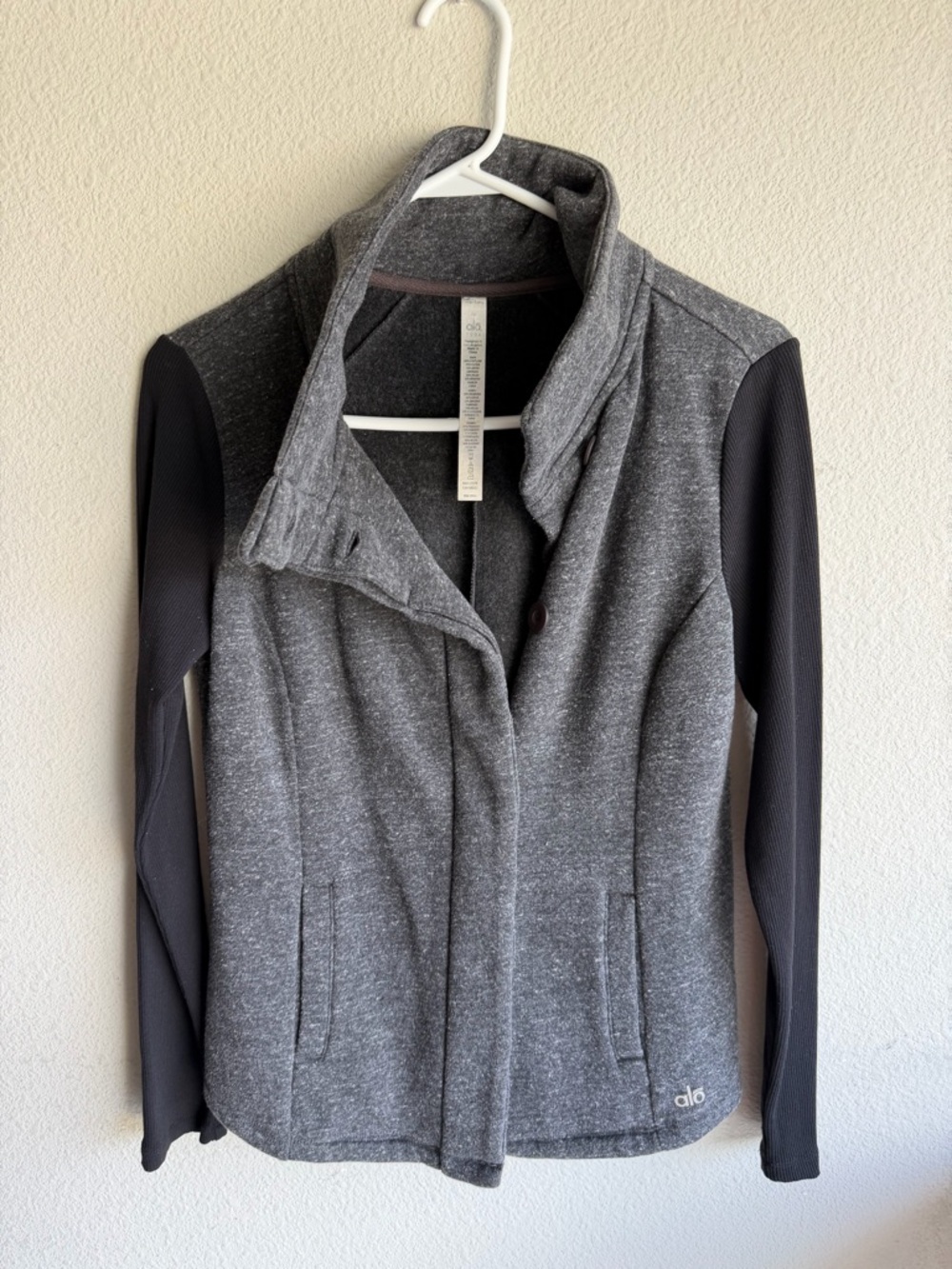 ALO Yoga Gray and Black Mixed-Material Jacket